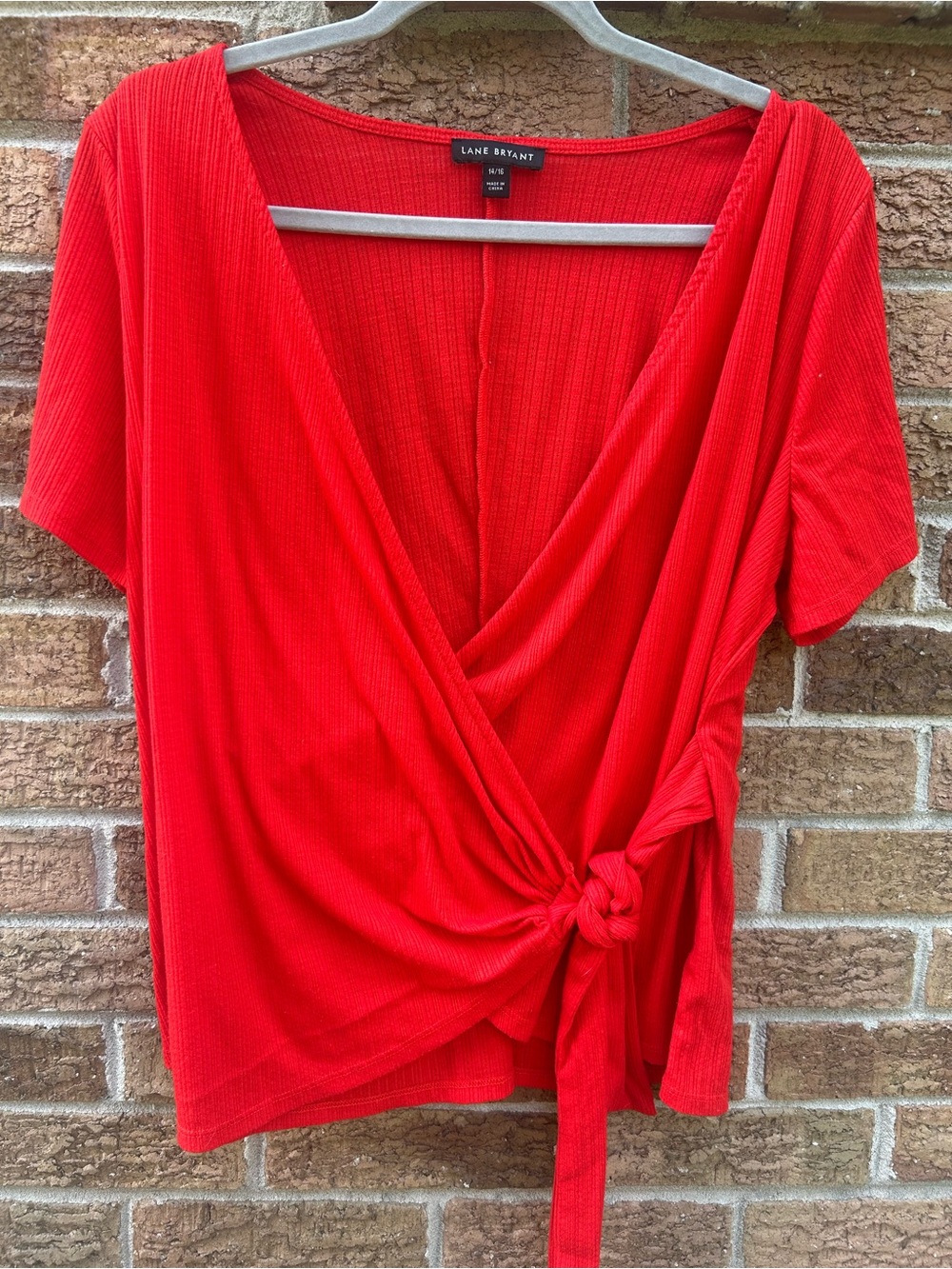 Lane Bryant Burnt Orange Short-Sleeve Wrap Blouse size 14/16